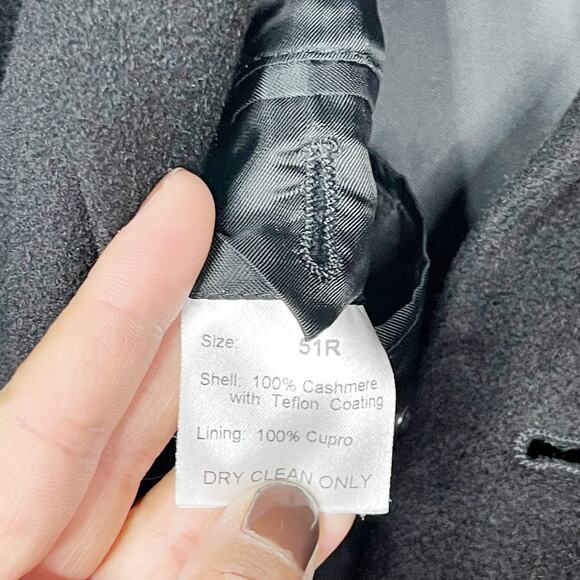 Faconnable Mens 51 Regular Black Cashmere Coat with Teflon Coating Cupro Lining - Picture 8 of 8